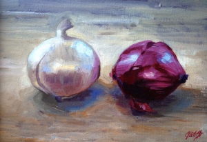 Onions II Oil on Canvas 9”x12” $100