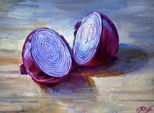 Split Onion Oil on Canvas 9”x12” $150